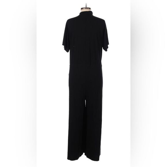 Eileen Fisher | Organic Cotton Black Short Sleeve Jumpsuit - Picture 5 of 8